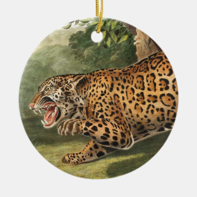 Jaguar (Felis onca) Julgransprydnad Keramik (Framsidan)
