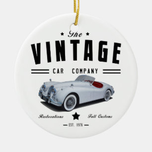 Jaguar för vintage carföretag julgransprydnad keramik