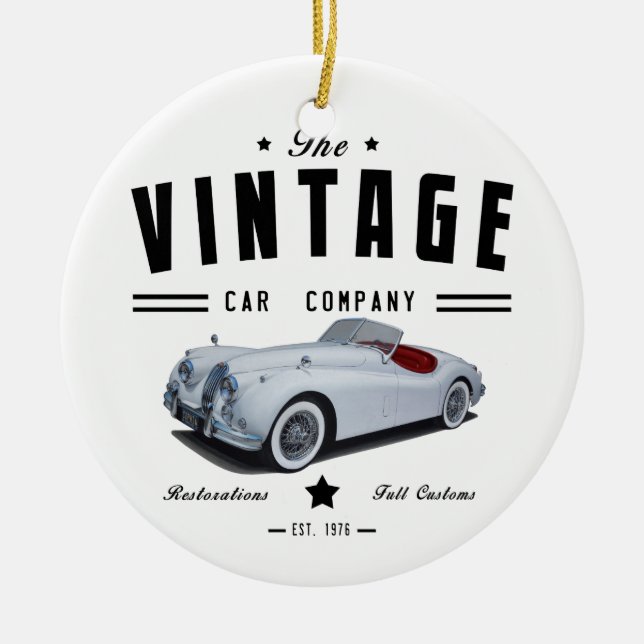 Jaguar för vintage carföretag julgransprydnad keramik (Framsidan)