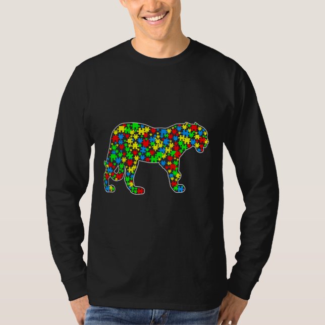 Jaguar Funny Puzzle Animals Autism Awareness T Shirt (Framsida)
