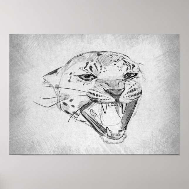 Jaguar - Grafisk ritning Poster (Framsidan)