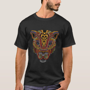 Jaguar Head Art Huichol Ansikte Mexiko Aztec Mayas T Shirt