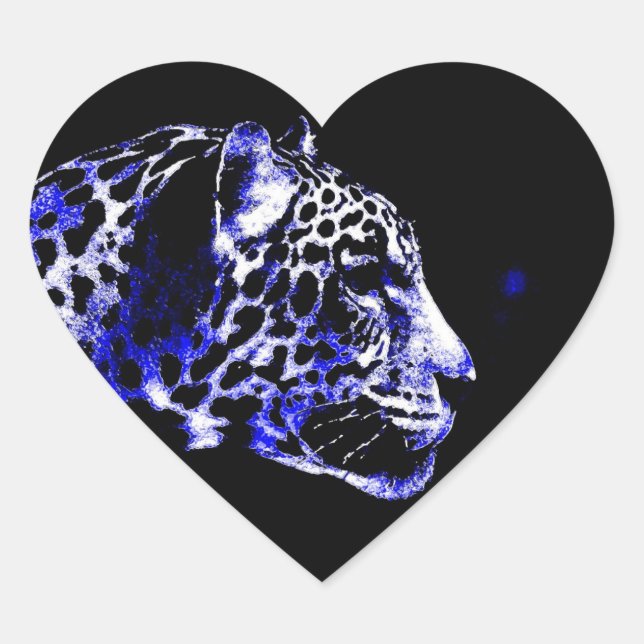 Jaguar Heart Stickers Hjärtformat Klistermärke (Framsida)