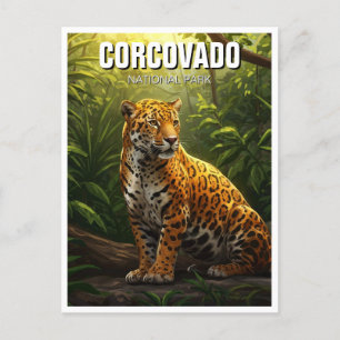 Jaguar i Corcovado nationalpark Costa Rica Vykort