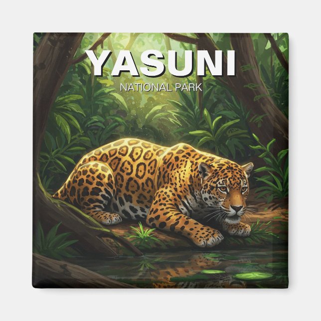 Jaguar i Yasuni National Park Ecuador Magnet (Framsidan)