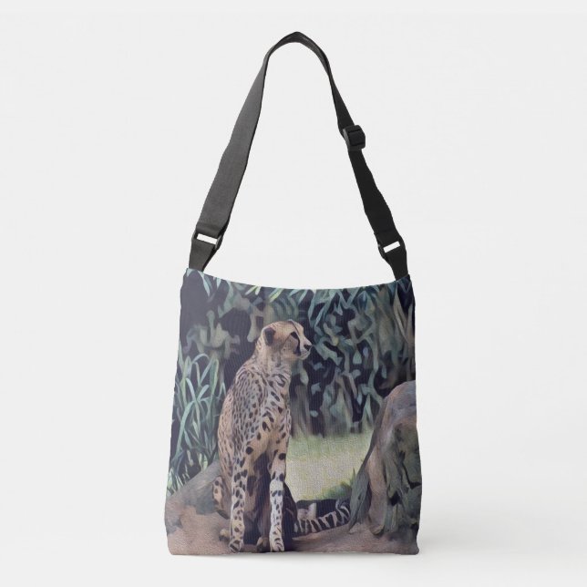 Jaguar in Forest Oil Paint, Crossbody Bag Axelväska (Framsida)
