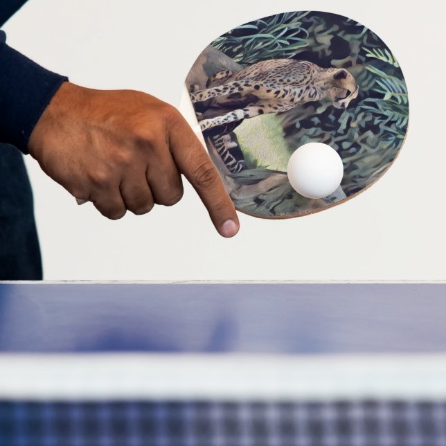 Jaguar in Forest Oil Paint, Ping Pong Paddle Pingisracket (Insitu)