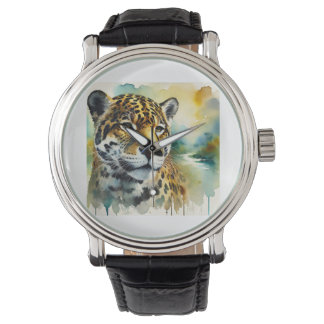 Jaguar in Harmony 010924AREF104 - Watercolor Armbandsur
