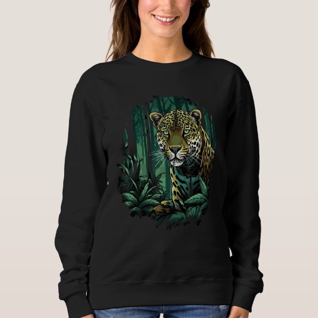Jaguar In Jungle Big Cat Lover Print Graphic Art D T Shirt (Framsida)