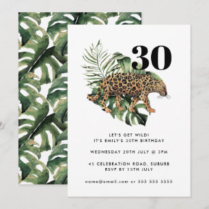 Jaguar Jungle Animal Print Get Vild 30års födelsed Inbjudningar