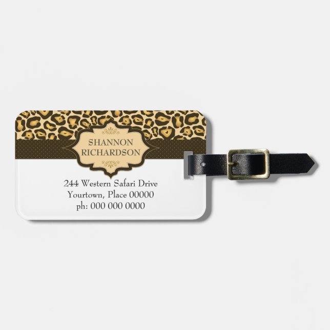Jaguar Leopard Ribbon Bagagebricka (Horisontell Framsida)