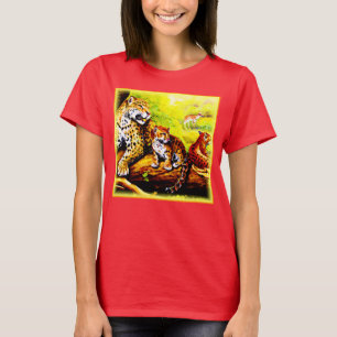 Jaguar Mamma och Unge Relaxing i Jungle. Köp nu T Shirt