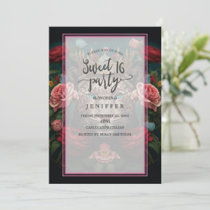 Jaguar med krona i blommor målning inbjudningar