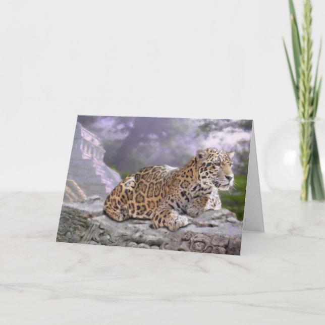 Jaguar och Mayan Temple Card Kort (Framsida)