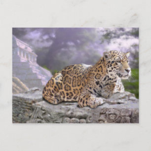 Jaguar och Mayan Temple Vykort
