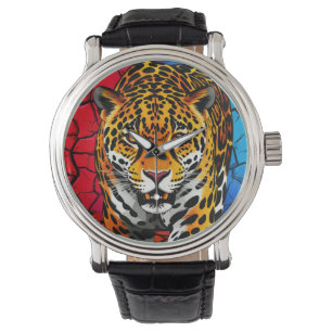 Jaguar på sprucken jordbakgrund armbandsur