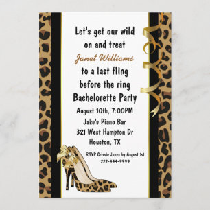 Jaguar Print Högklackars Bachelorette Party Inbjudningar