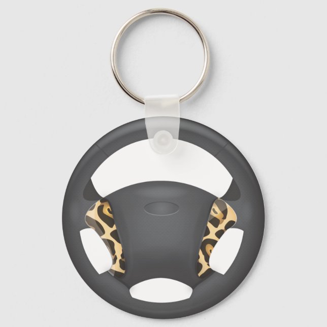 Jaguar Print Steering Wheel Nyckelring (Framsida)