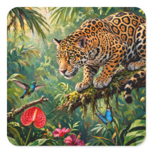 Jaguar Regnskog Kolibri Fjärilar Blommor