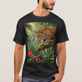 Jaguar Regnskog Kolibri Fjärilar Blommor T Shirt