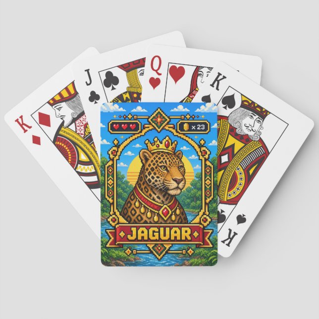 Jaguar Retro 8-Bit Pixel Art Casinokort (Baksidan)