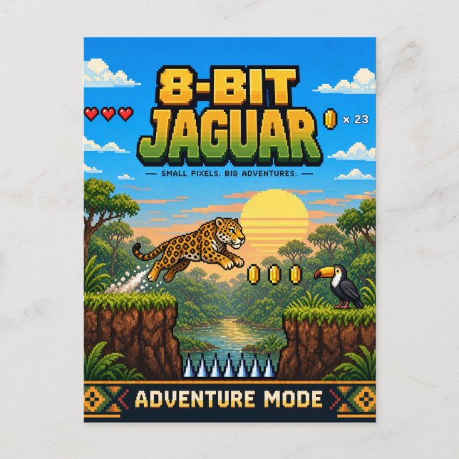 Jaguar, Retro 8-bitars pixelkonst Vykort (Framsida)