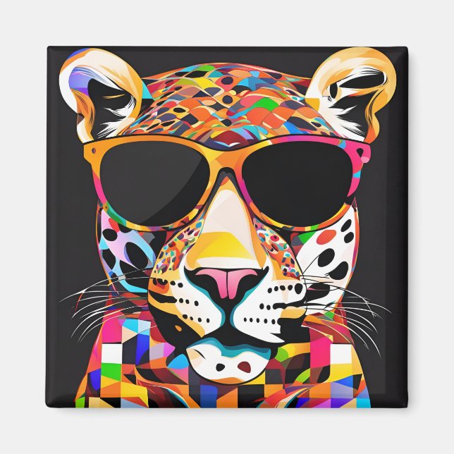 Jaguar som bär solglasögon magnet (Framsidan)