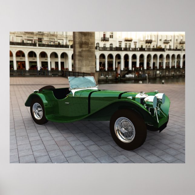 Jaguar SS 90 Roadster - LARGE Poster (Framsidan)