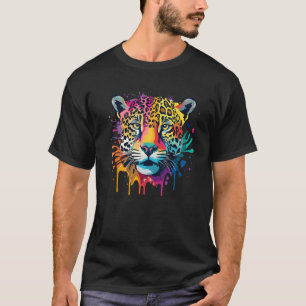 Jaguar Stort Katt Splash Art Grafisk Design Män Kv T Shirt