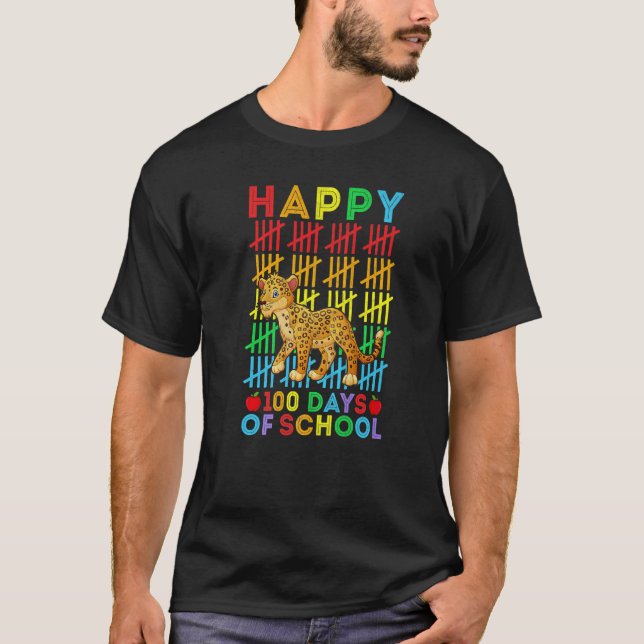 Jaguar Teacher Student Happy 100 Days of School T Shirt (Framsida)