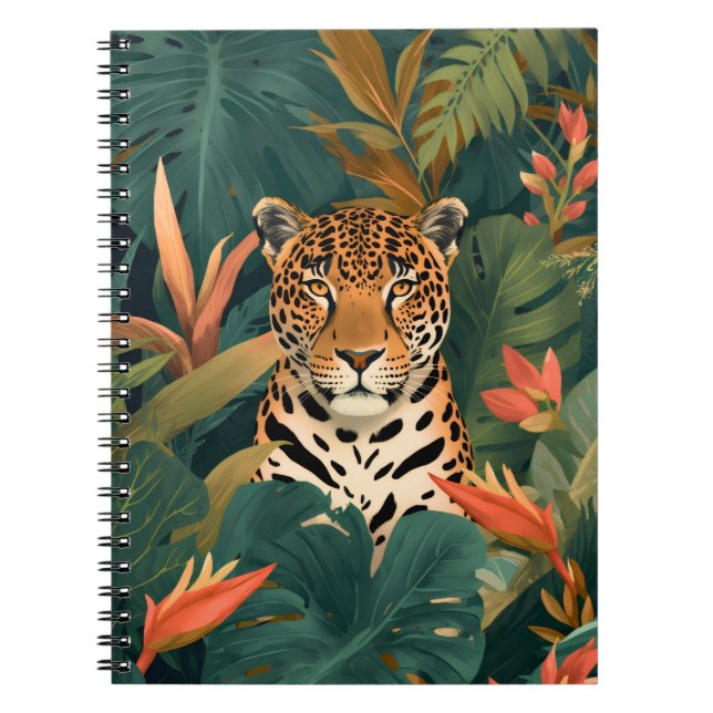Jaguar Tropical Botanical Notebook Anteckningsbok (Framsidan)
