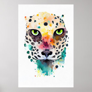 Jaguar Vild Animal Nature Watercolor Art Painting Poster