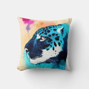 Jaguar Vild Nature Animal Färg Art Painting Kudde