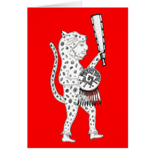 Jaguar Warrior Card (vitt på rött) Hälsningskort