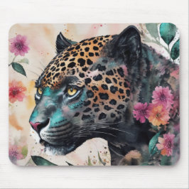 Jaguar Watercolor Blommigt Art Musmatta