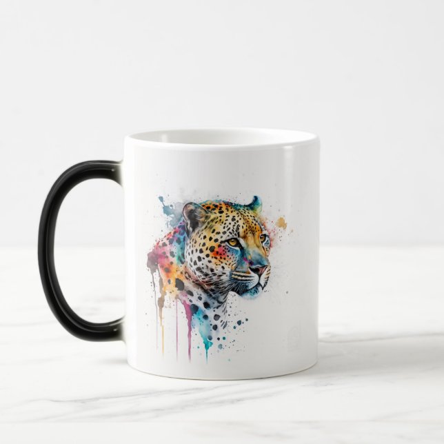 Jaguar Watercolor Magisk Mugg (Vänster)