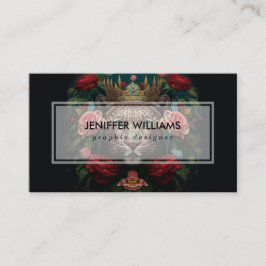 Jaguar with Crown in Flowers Painting              Visitkort