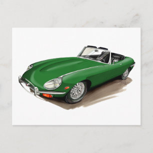 Jaguar XKE Grönt Car Vykort