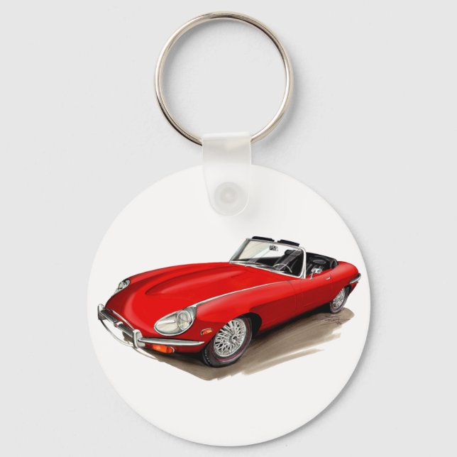 Jaguar XKE Red Car Nyckelring (Framsida)
