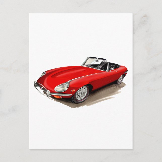 Jaguar XKE Red Car Vykort (Framsida)