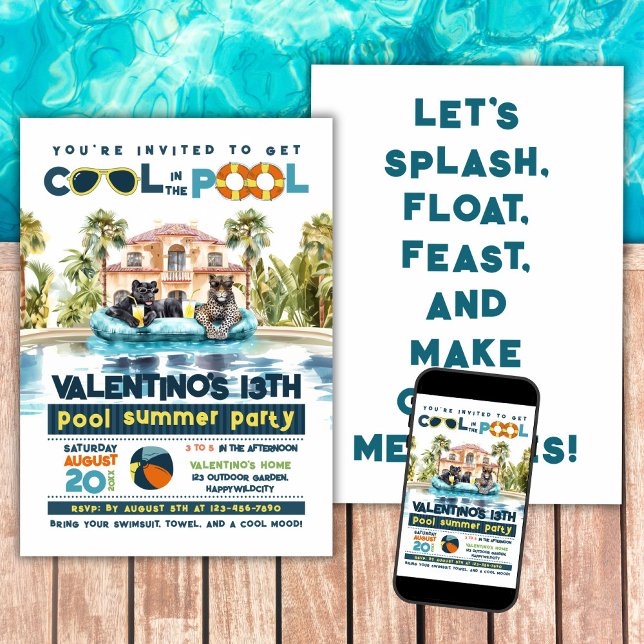 Jaguars Bassäng Party Inbjudningar (Skapare uppladdad)