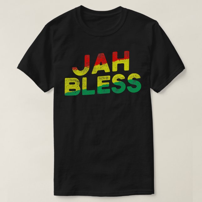 Jah Bless Jamaican Roots Jamaica Rasta Rastafari R T Shirt (Design framsida)
