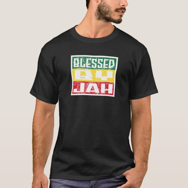 Jah Bless Rasta Raggae Ragga Roots God Rasta T Shirt (Framsida)