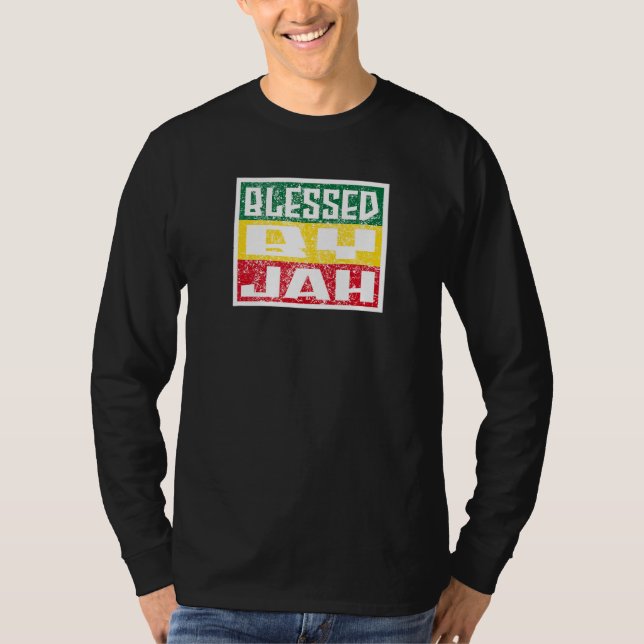 Jah Bless Rasta Raggae Ragga Roots God Rasta T Shirt (Framsida)
