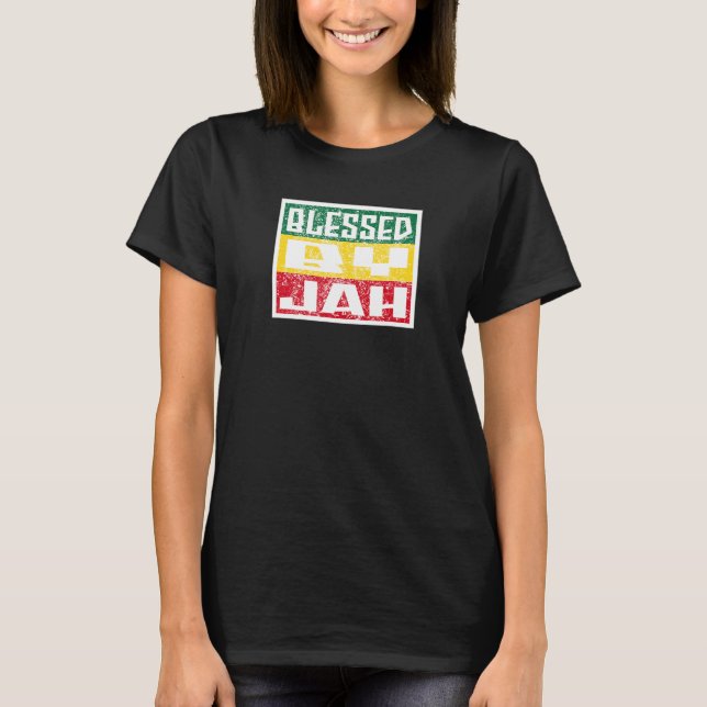 Jah Bless Rasta Raggae Ragga Roots Gud Rasta T Shirt (Framsida)