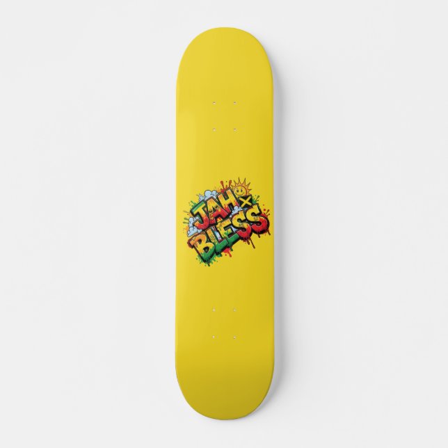 Jah Bless Reggae Mini Skateboard Bräda 18,5 Cm (Framsida)
