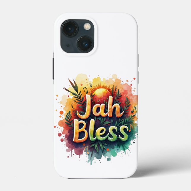 Jah Bless Reggae Watercolor Case Rasta Vibes & Art (Baksida)