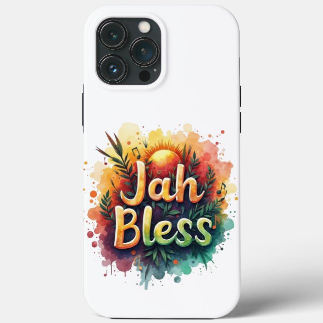 Jah Bless Reggae Watercolor iPhone 13 Pro Max Case (Baksida)