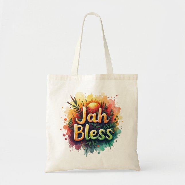 Jah Bless Reggae Watercolor Tygkasse (Framsidan)
