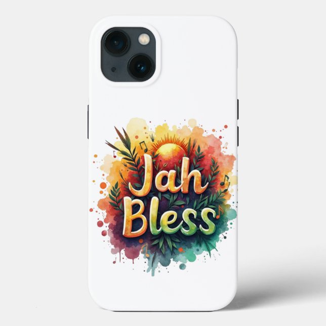 Jah Bless Reggae Watercolor Vibrant Rasta Art (Baksida)